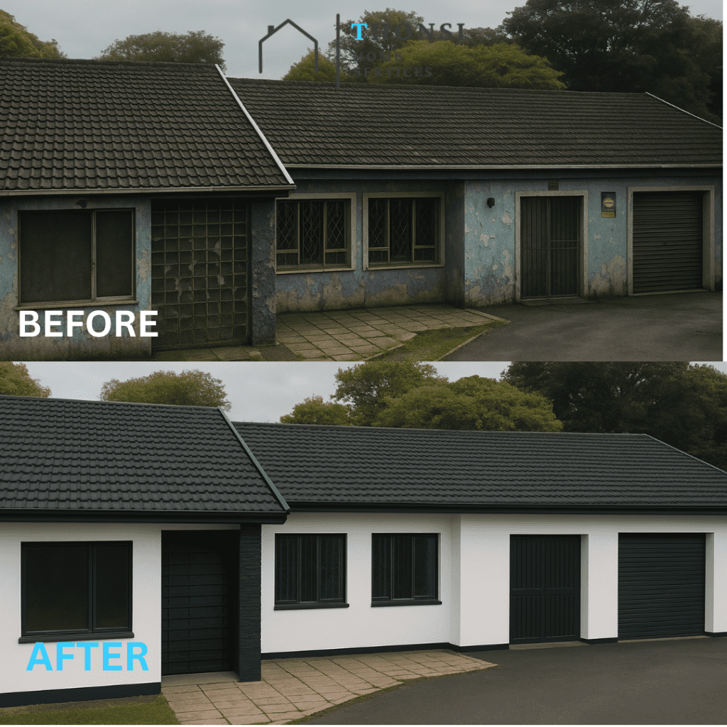 before and after painted house